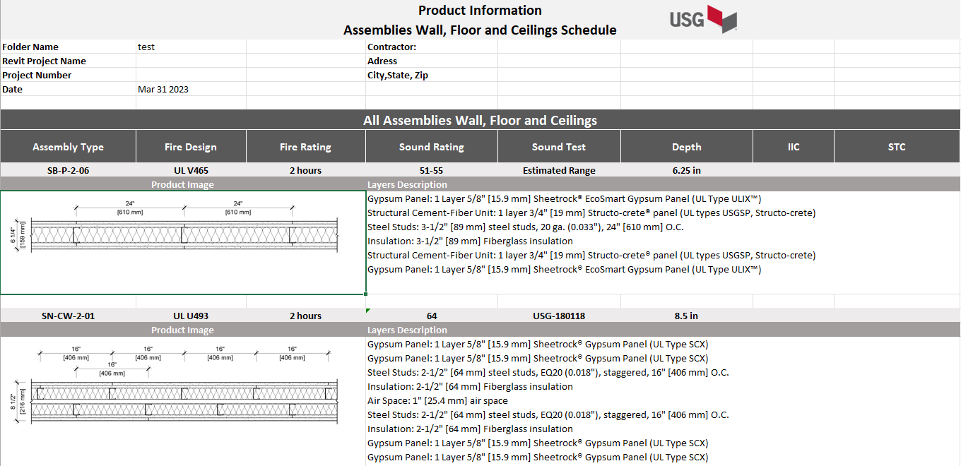 USG Assembly Builder Screenshot USG launches a second Revit plugin leveraging automatic spec generation powered by RIB